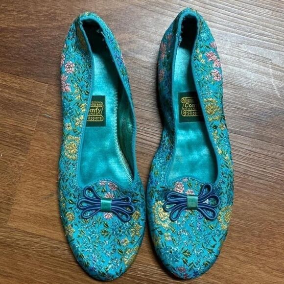 1960's‎ California Magdesians Green Tassel Heeled slipers - 7 - Picture 1 of 4